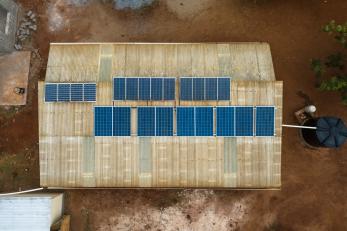 overhead view of solar panels