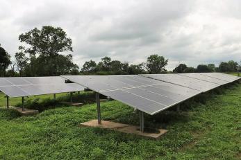 overhead view of solar panels 