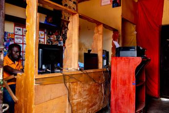 man in a cyber cafe