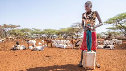 In Ngilai, Kenya, Nareu Letwamba fetches water for her family every morning as the Horn of Africa faces an unprecedented drought.