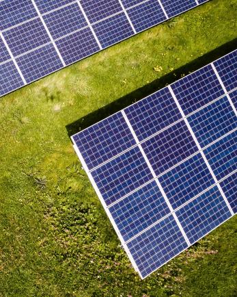 overhead view of solar panels