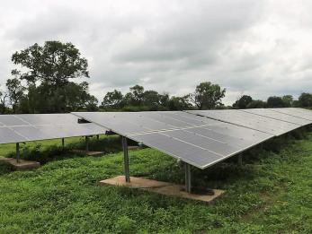Overhead view of solar panels 