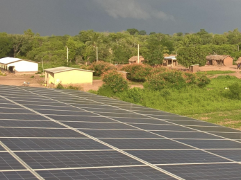 Solar panel near farming community